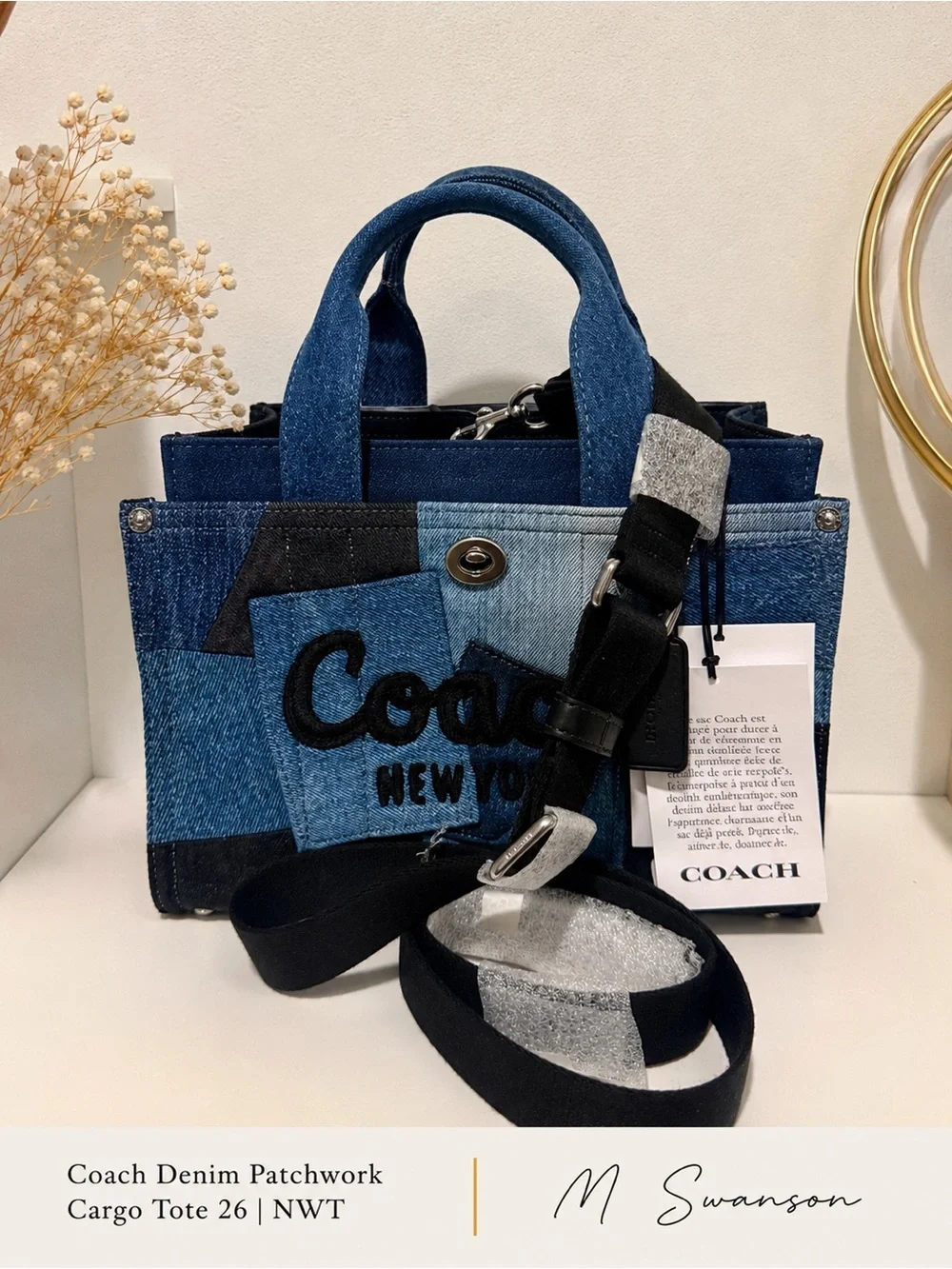 NEW Coach Denim Patchwork Cargo Tote 26 CAM63 | NWT